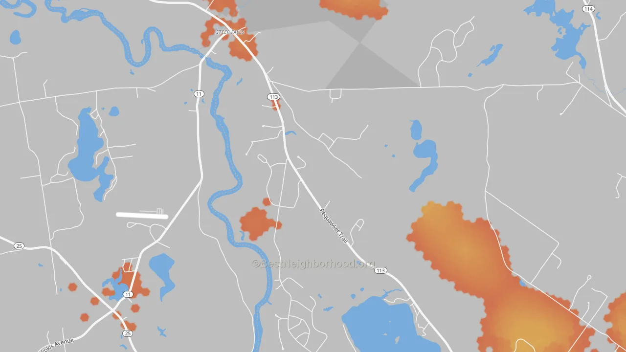 Bike Grade map of 04085, ME