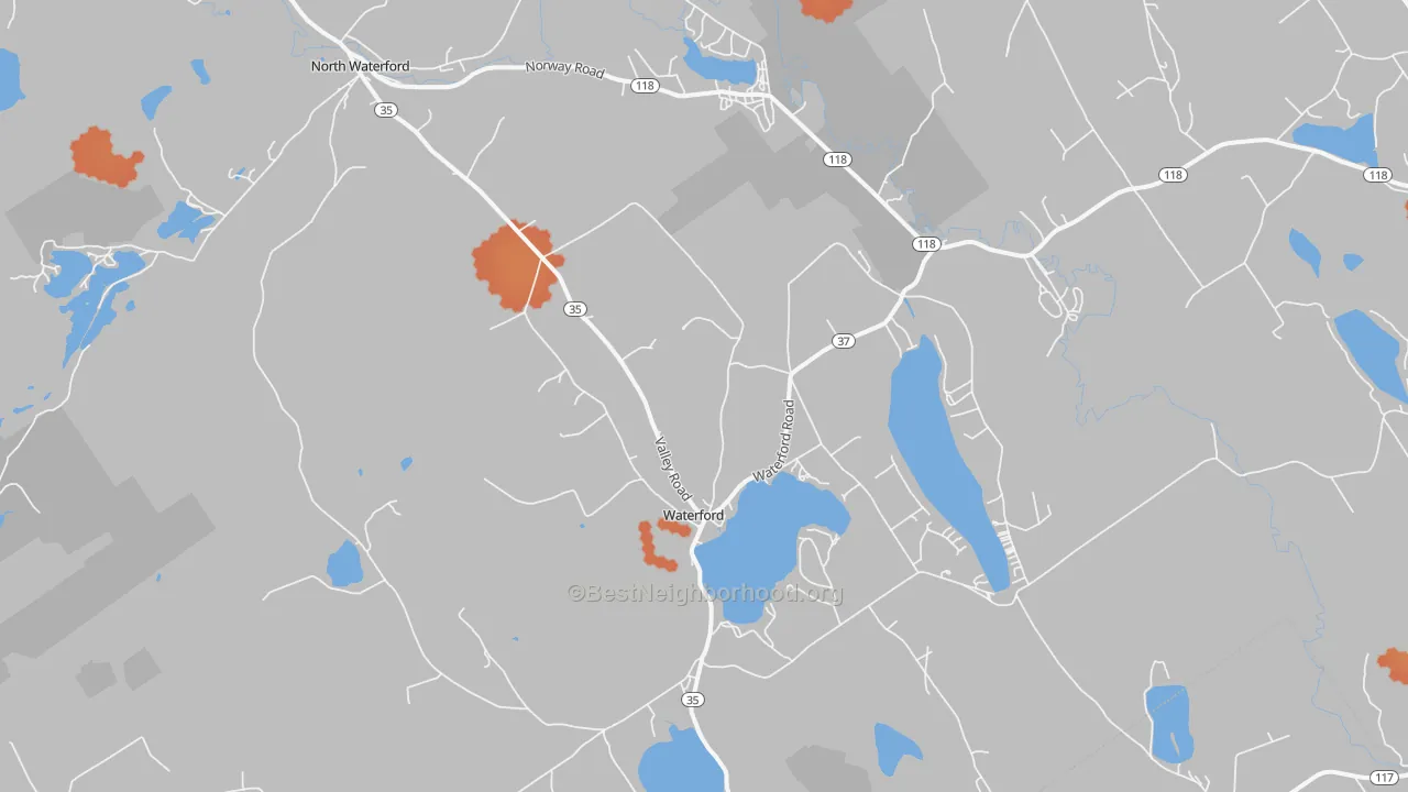 Bike Grade map of 04088, ME
