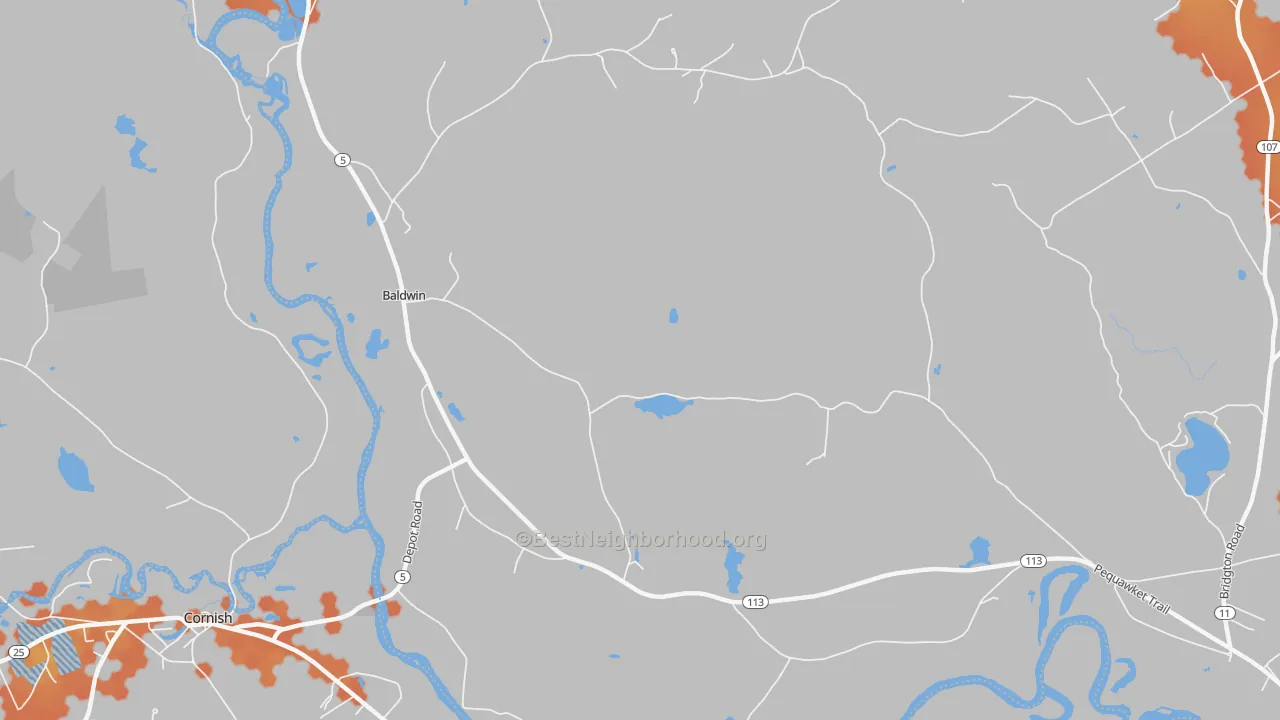 Bike Grade map of 04091, ME