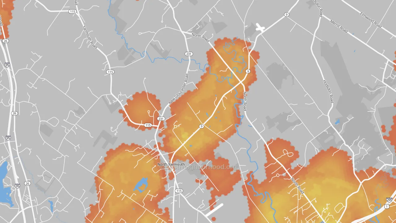 Bike Grade map of 04097, ME