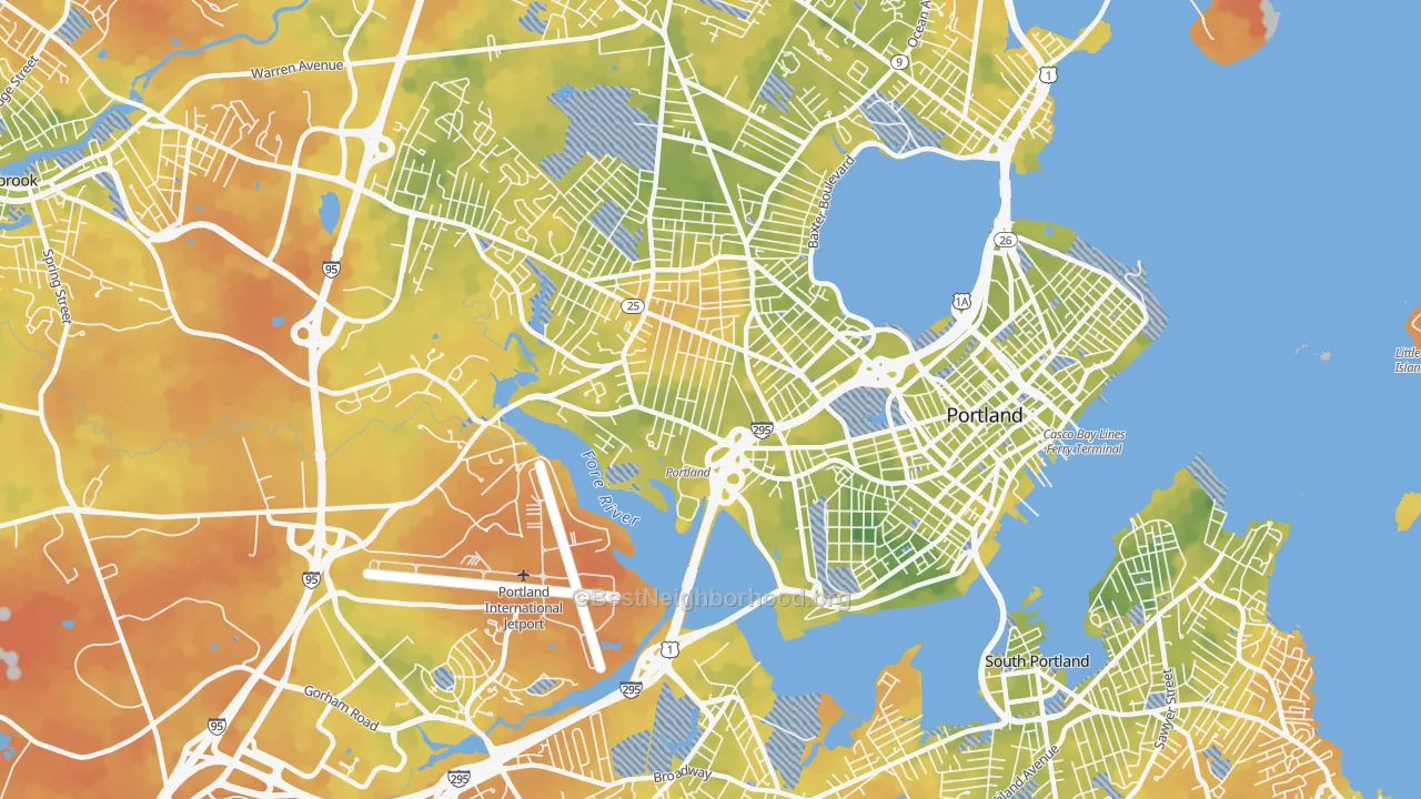 Bike Grade map of 04102, ME