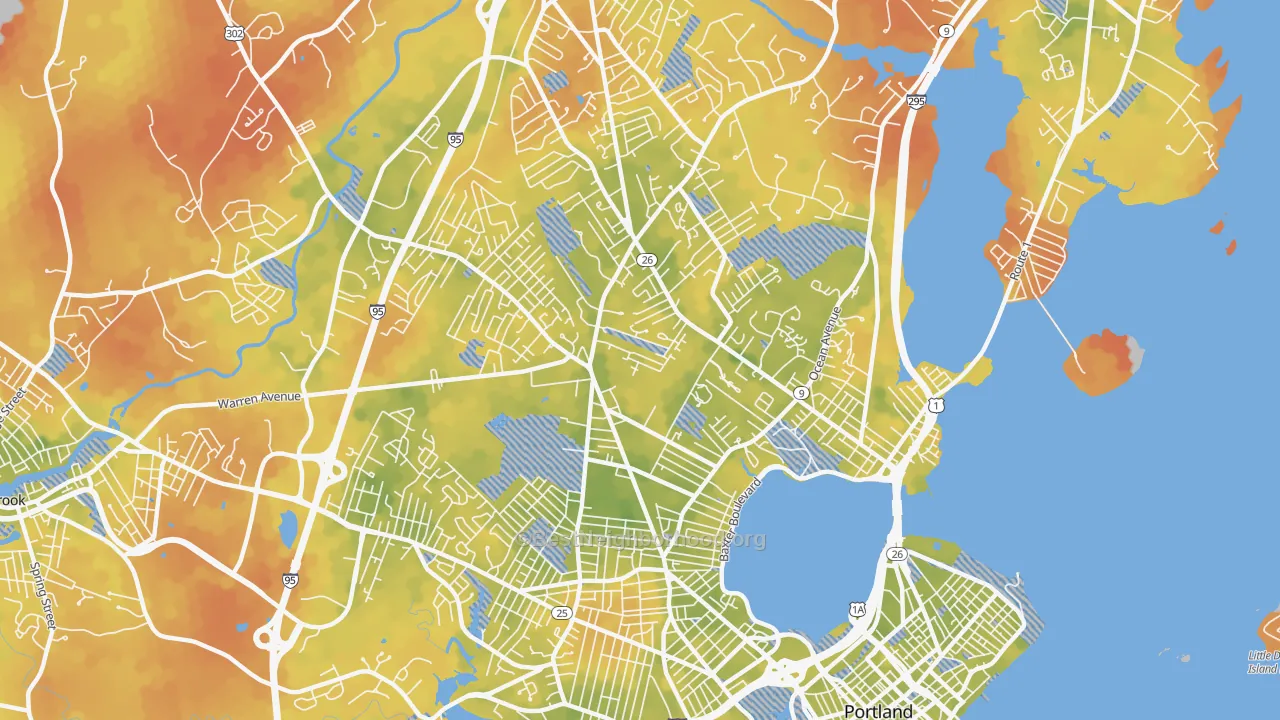 Bike Grade map of 04103, ME