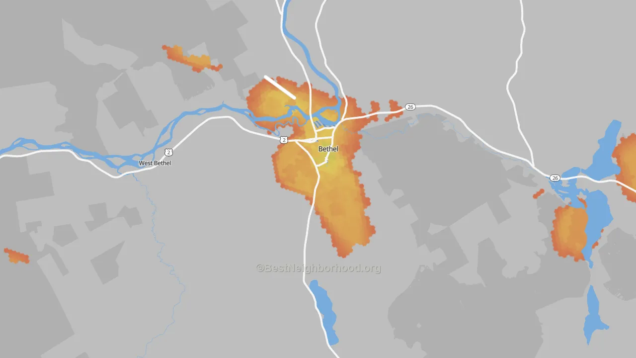 Bike Grade map of 04217, ME