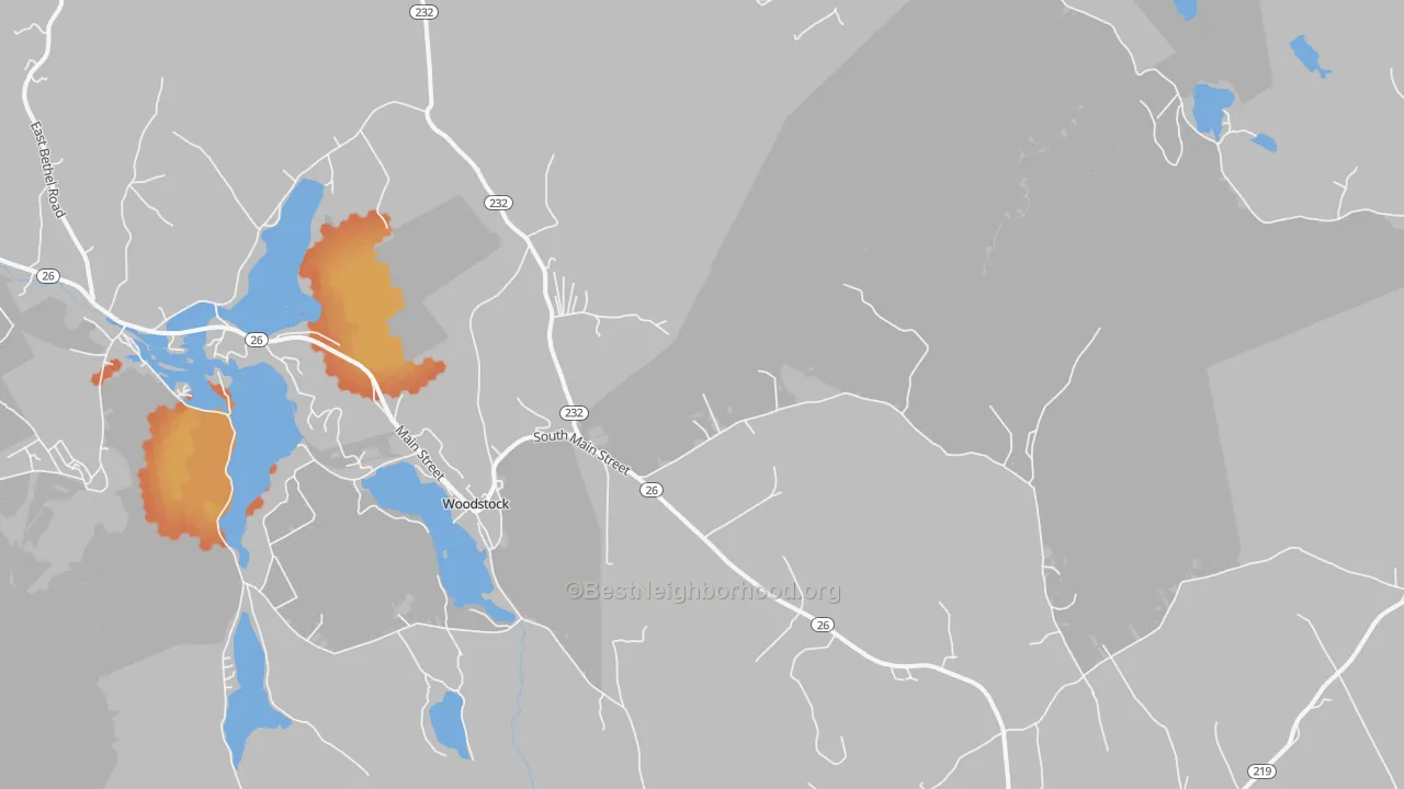 Bike Grade map of 04219, ME