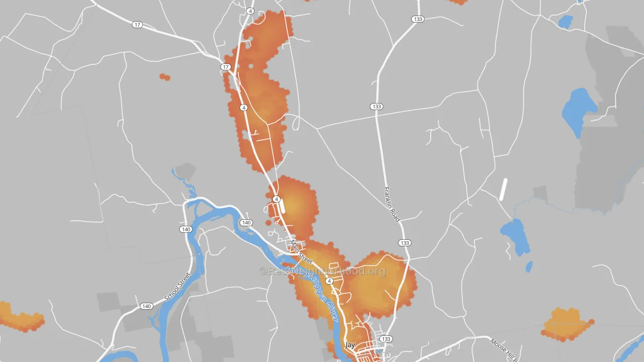 Bike Grade map of 04239, ME