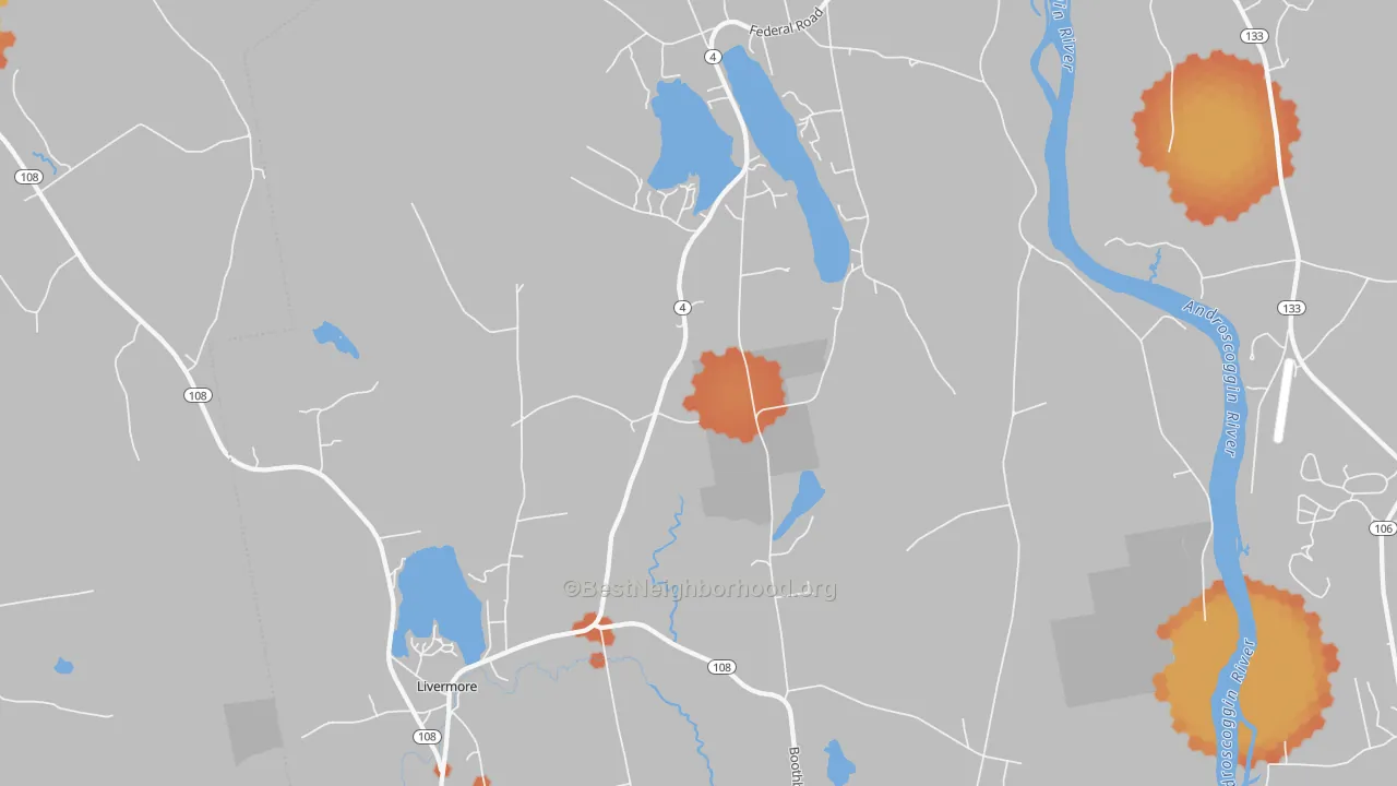 Bike Grade map of 04253, ME