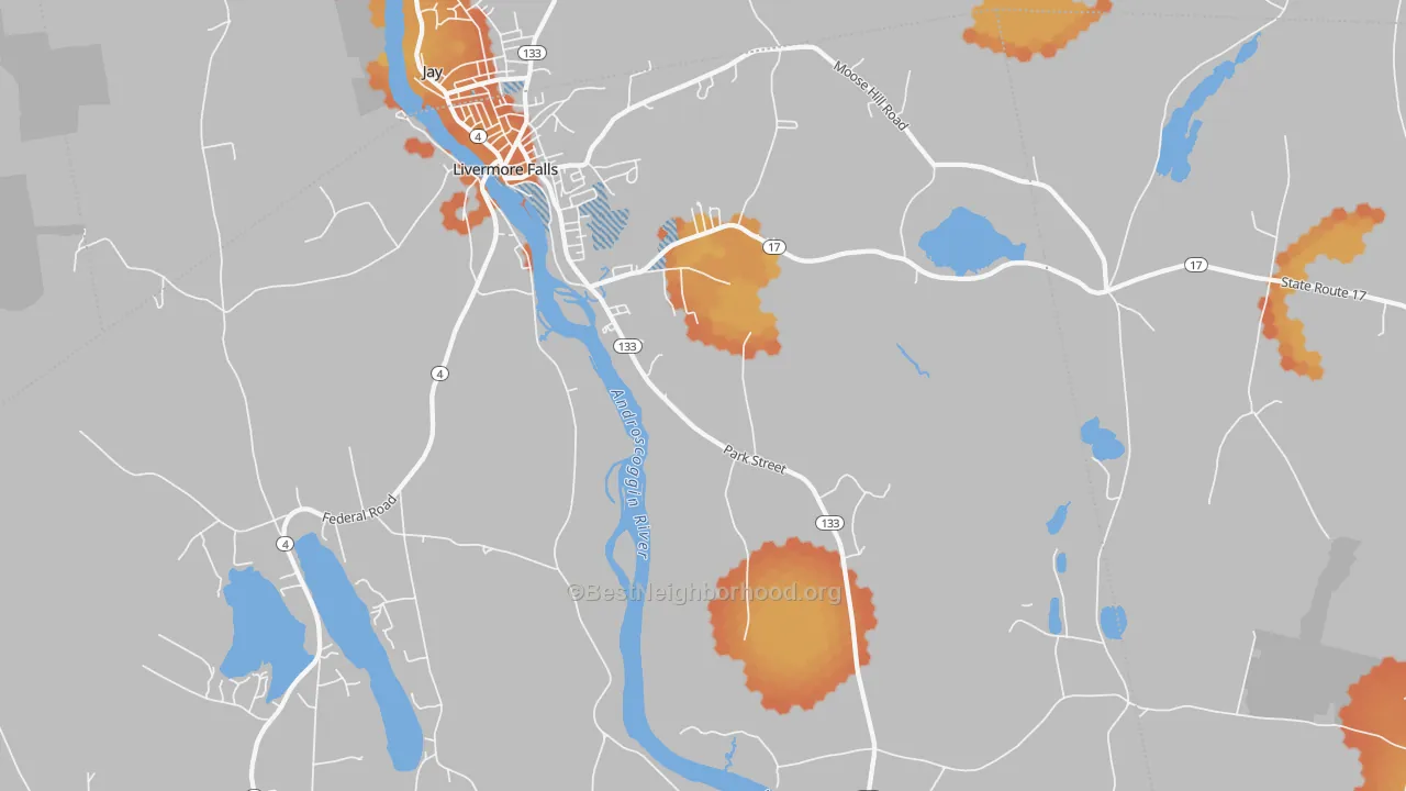 Bike Grade map of 04254, ME