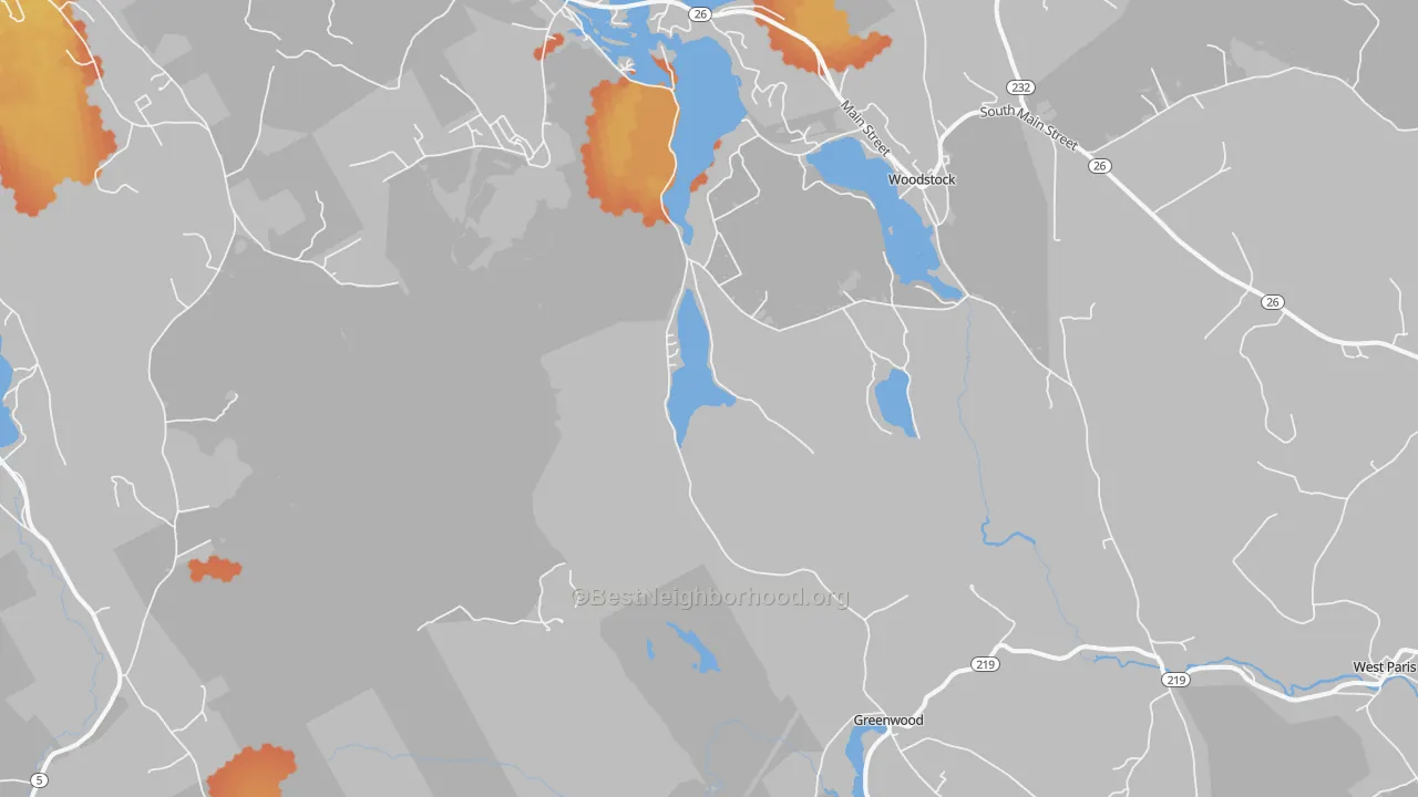 Bike Grade map of 04255, ME