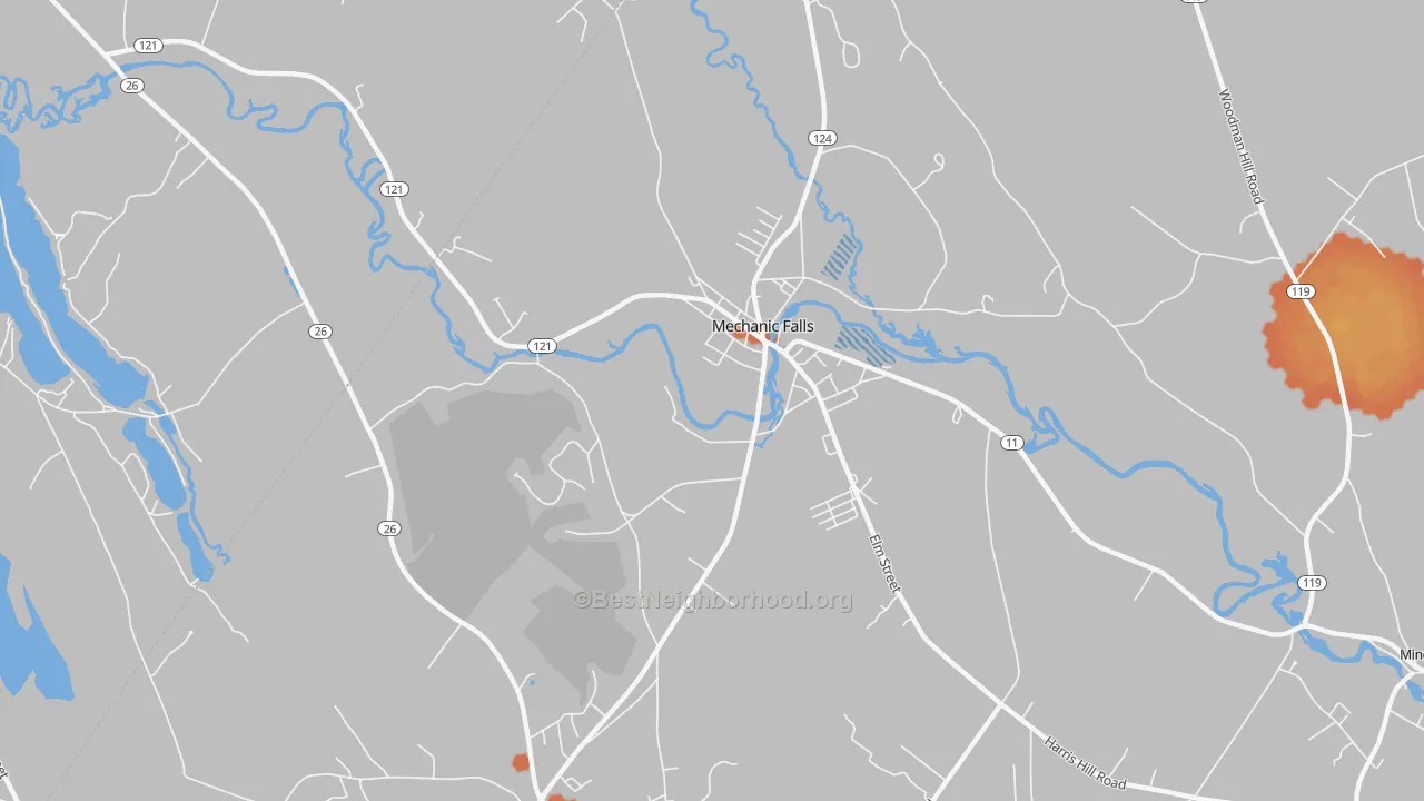 Bike Grade map of 04256, ME