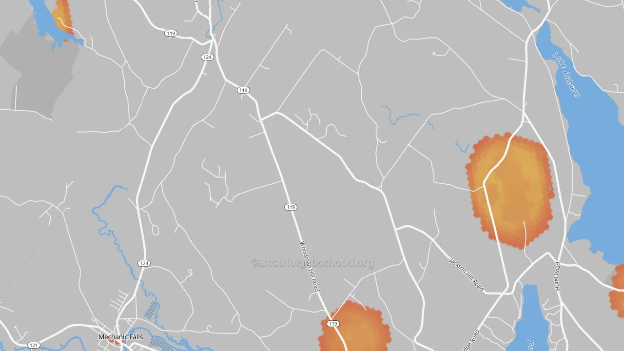 Bike Grade map of 04258, ME