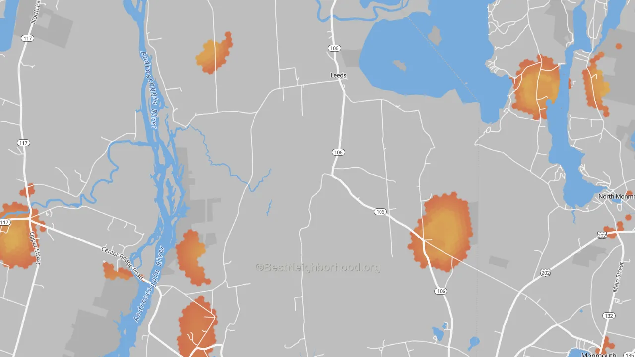 Bike Grade map of 04263, ME