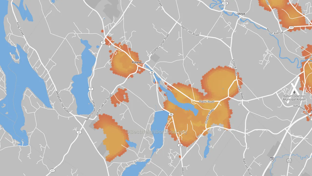 Bike Grade map of 04274, ME