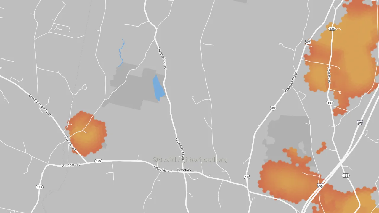 Bike Grade map of 04287, ME