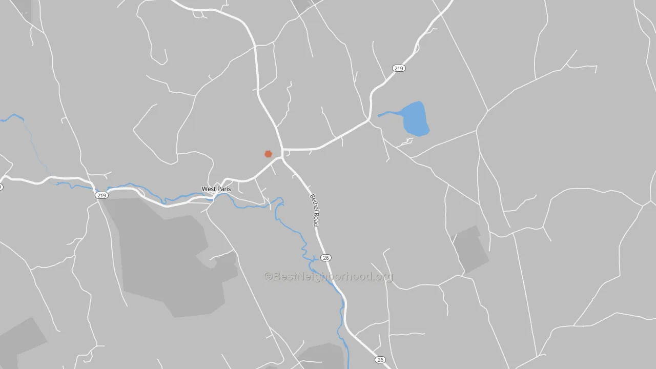 Bike Grade map of 04289, ME