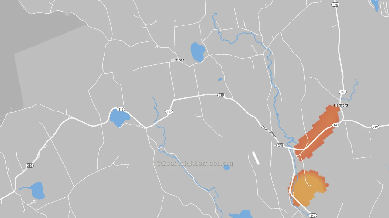 Bike Grade map of 04292, ME