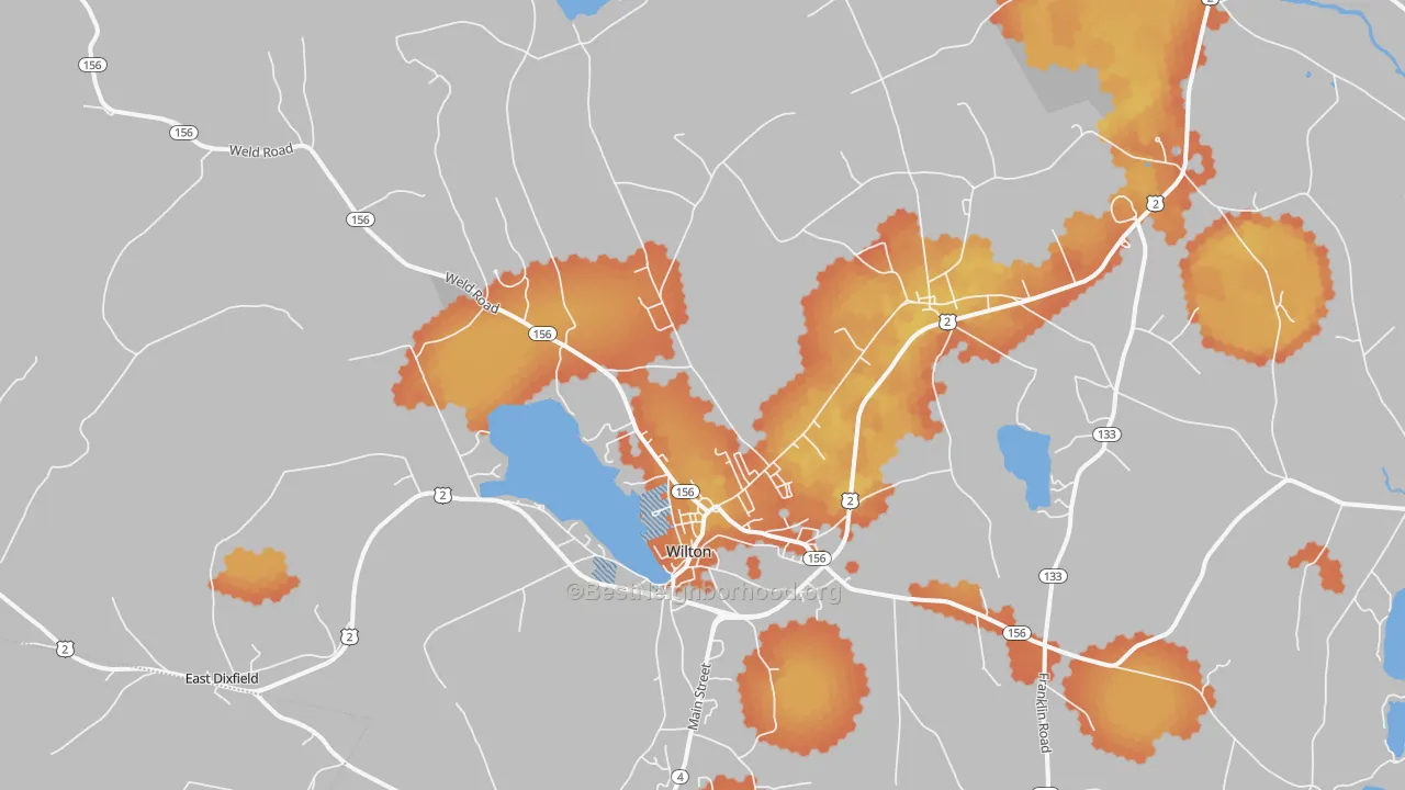 Bike Grade map of 04294, ME