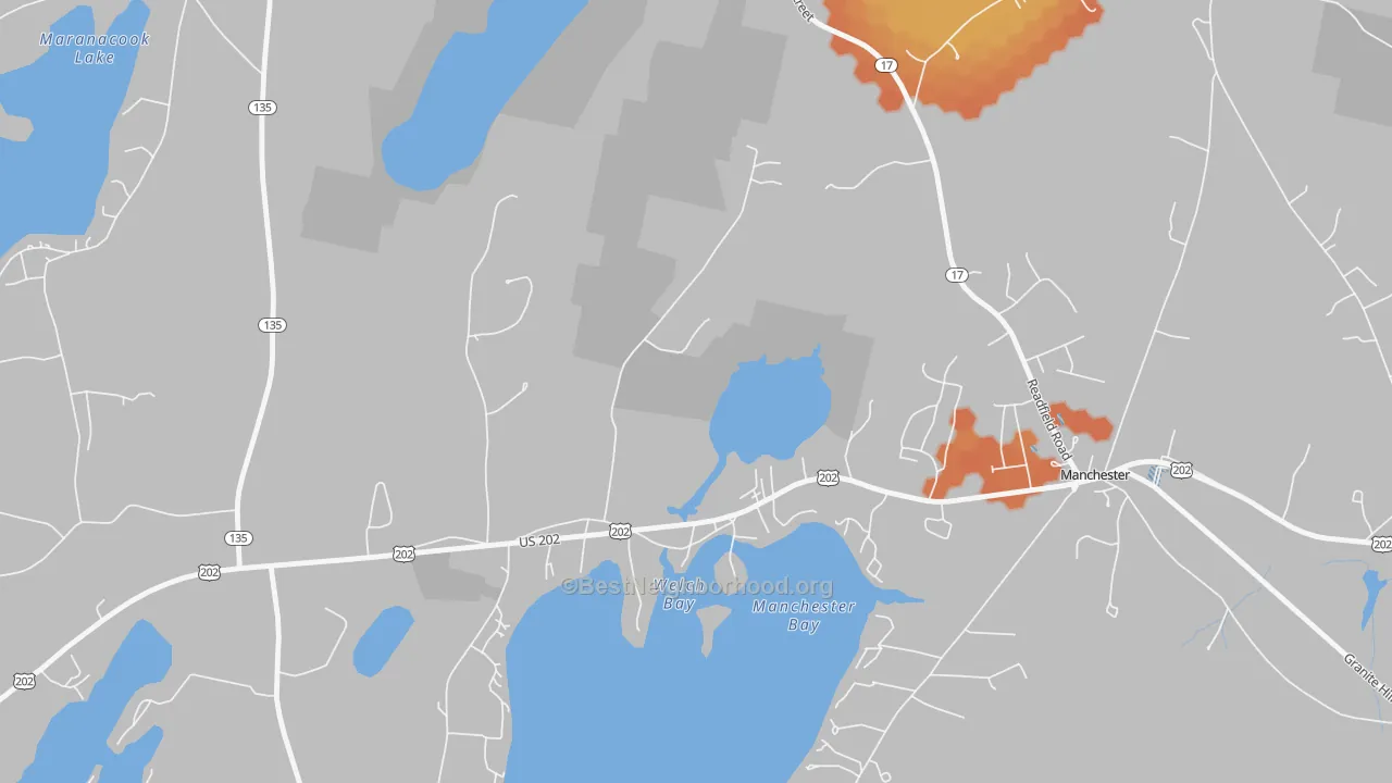 Bike Grade map of 04343, ME