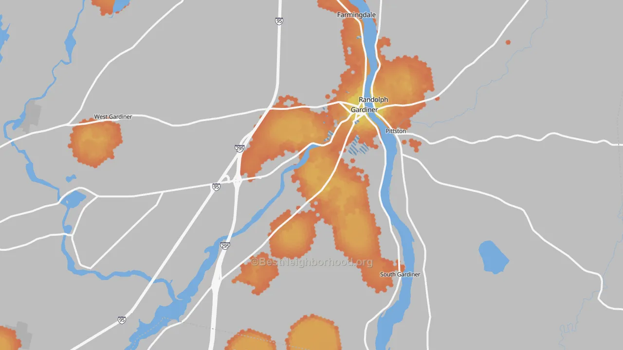 Bike Grade map of 04345, ME