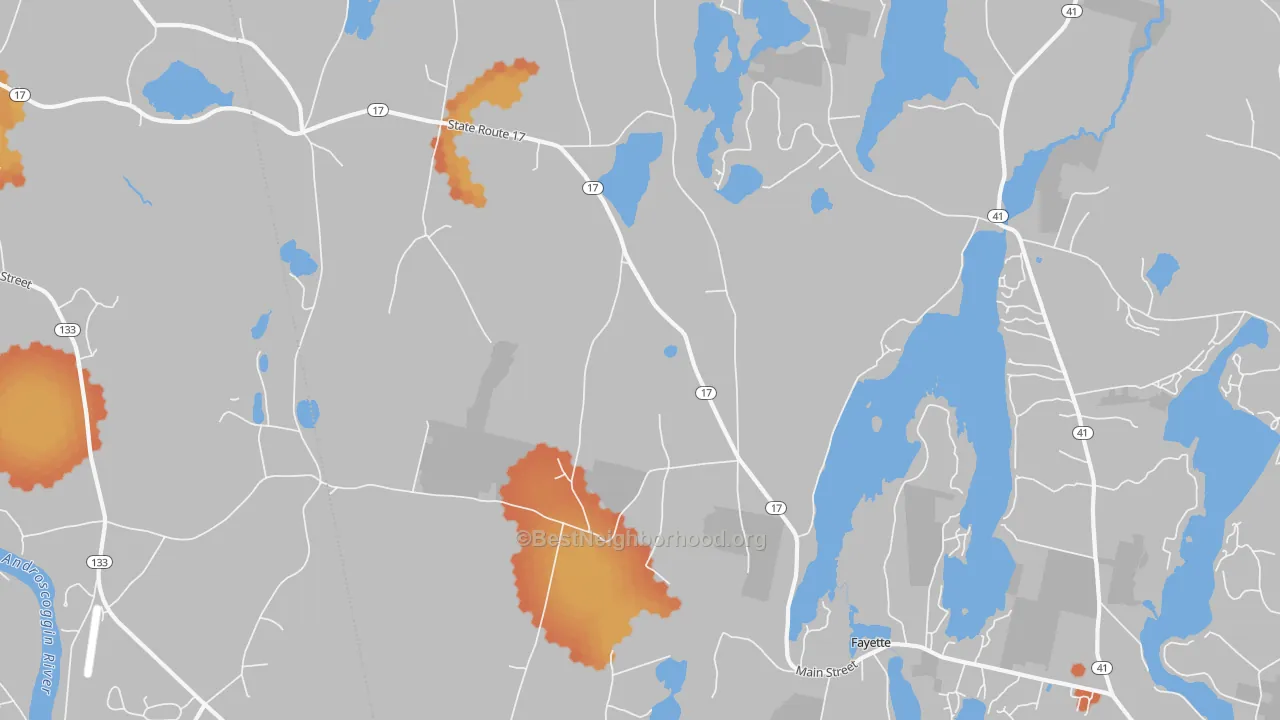 Bike Grade map of 04349, ME