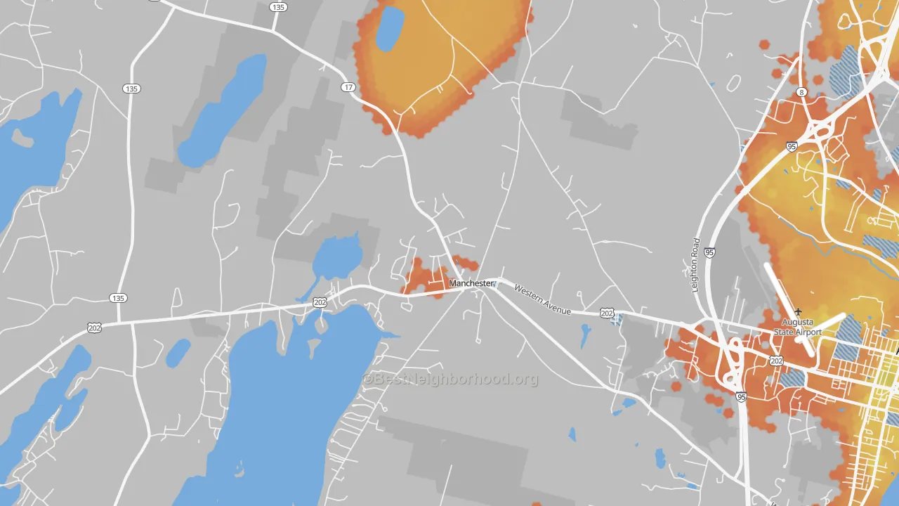 Bike Grade map of 04351, ME