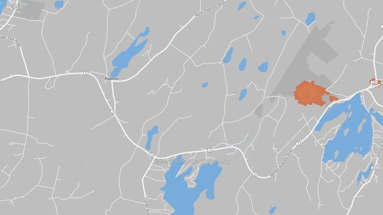 Bike Grade map of 04354, ME