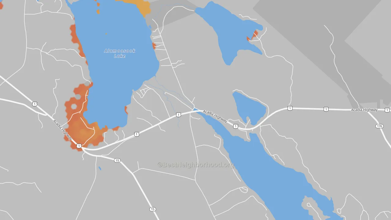 Bike Grade map of 04431, ME
