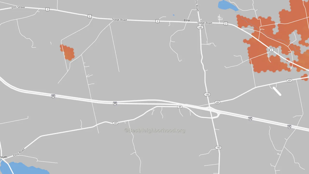 Bike Grade map of 04434, ME