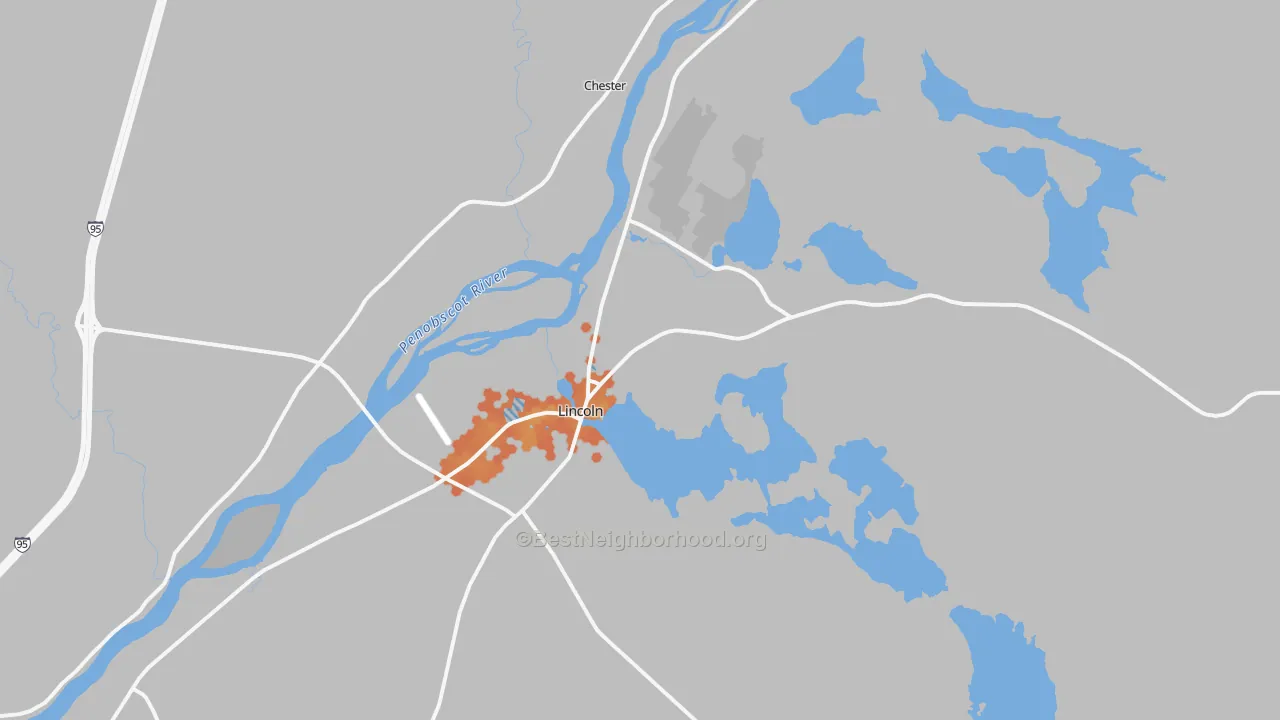 Bike Grade map of 04457, ME