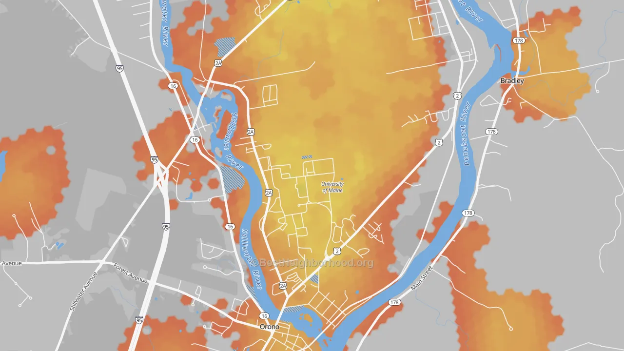 Bike Grade map of 04469, ME