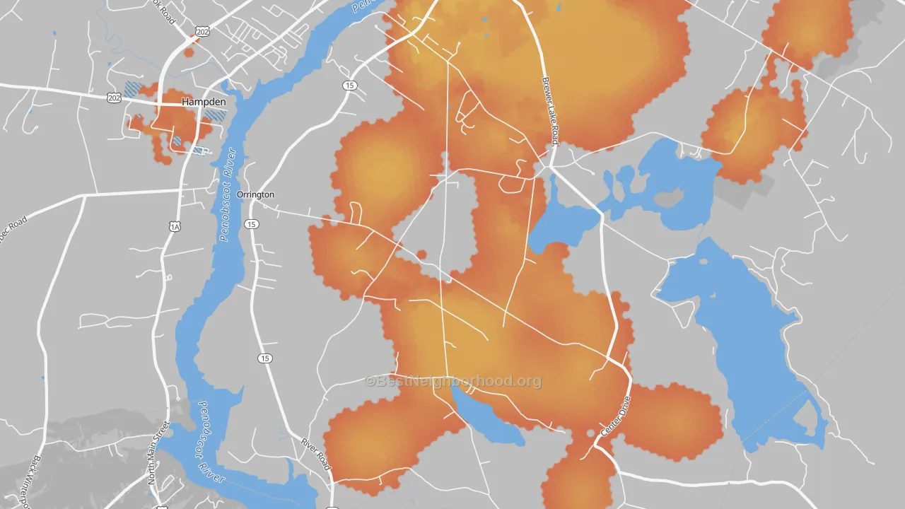 Bike Grade map of 04474, ME