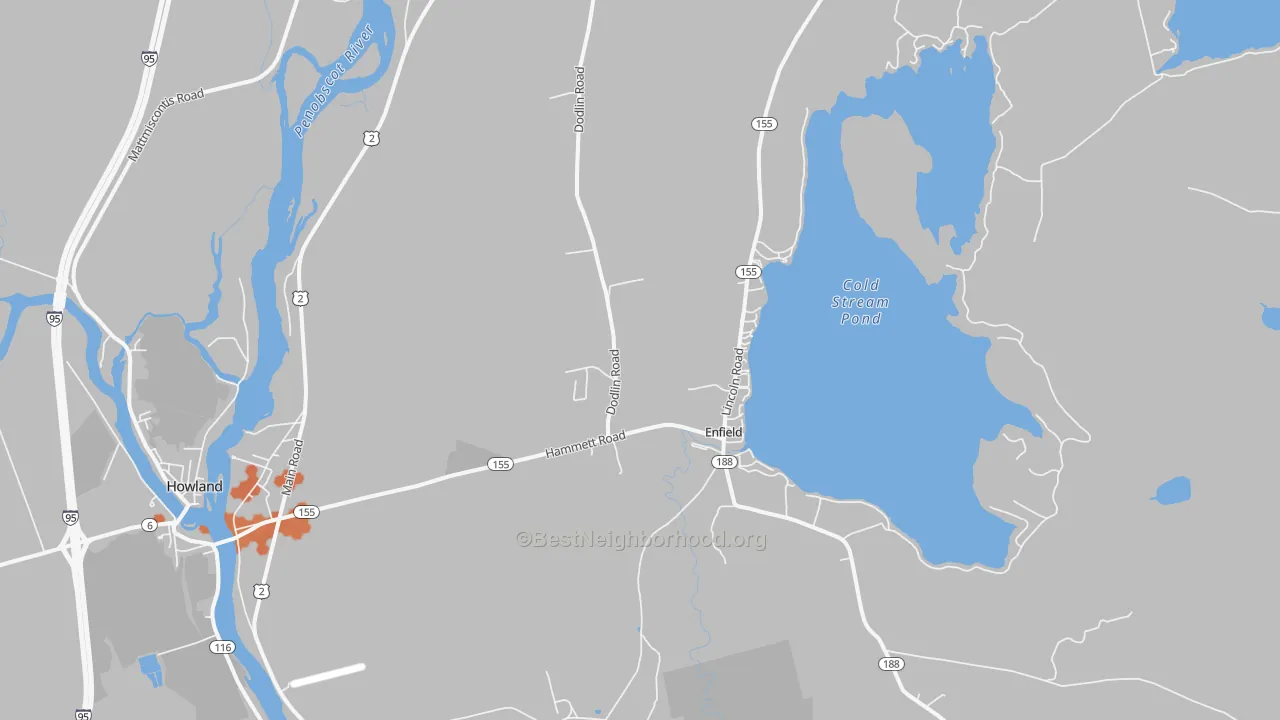 Bike Grade map of 04493, ME