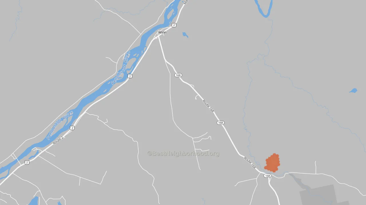 Bike Grade map of 04495, ME