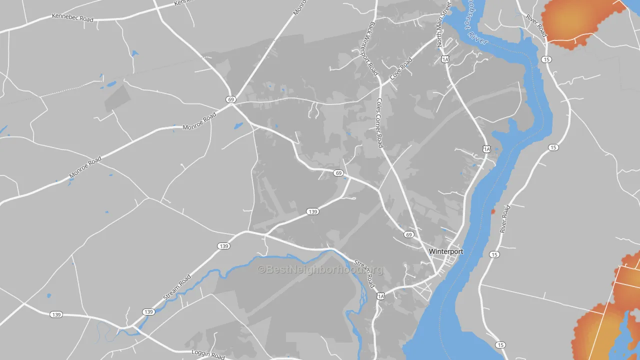 Bike Grade map of 04496, ME