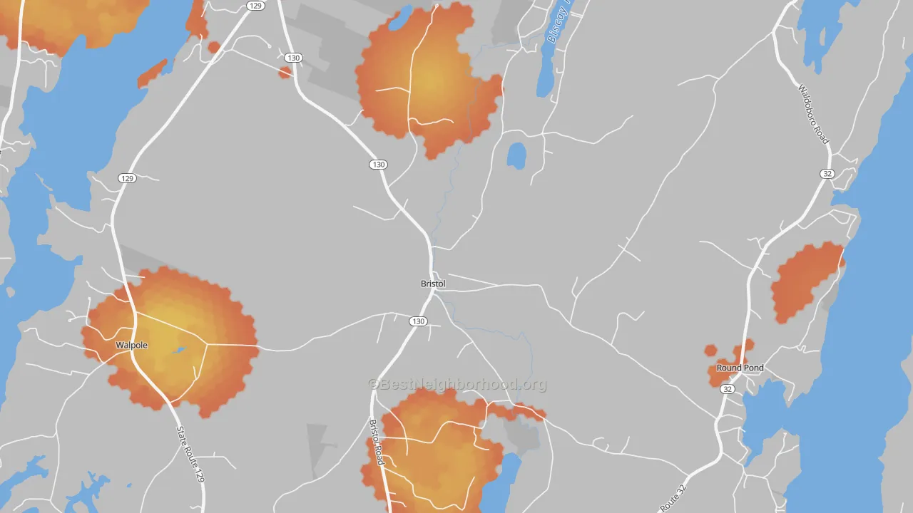 Bike Grade map of 04539, ME