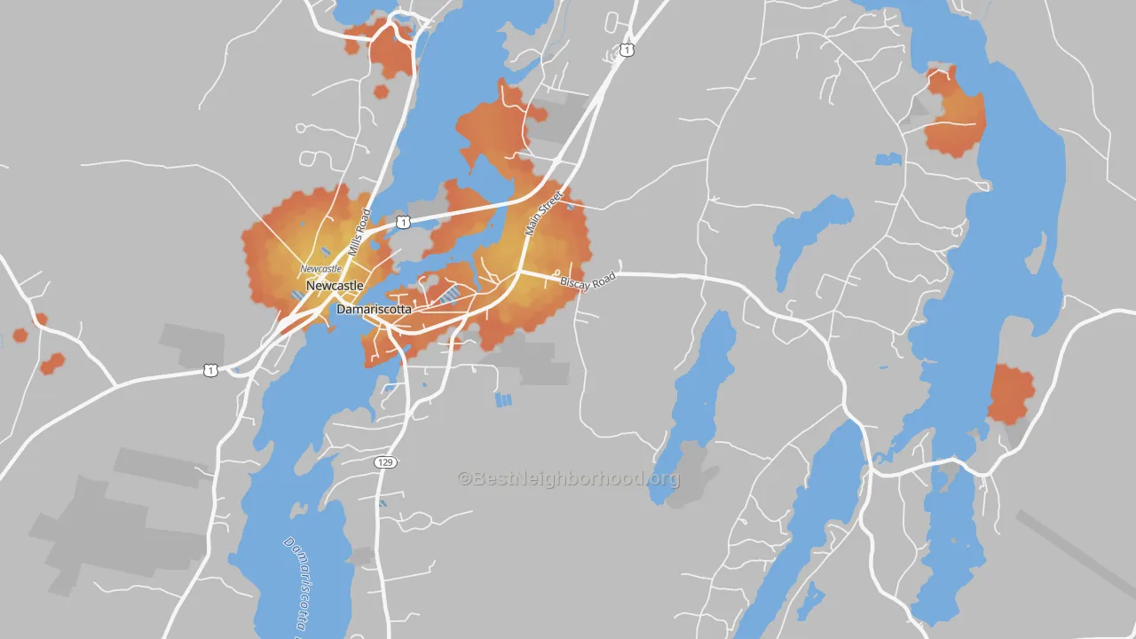 Bike Grade map of 04543, ME