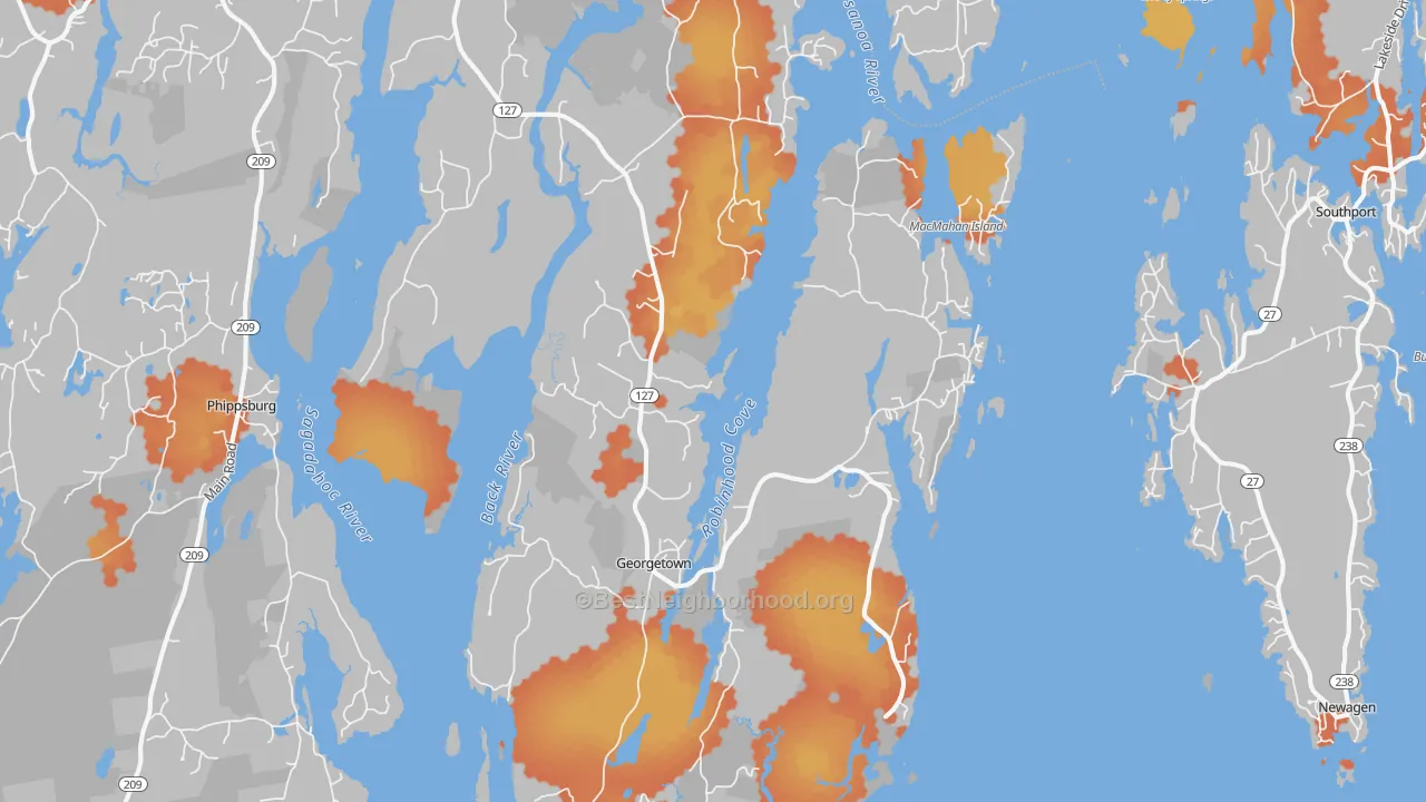 Bike Grade map of 04548, ME
