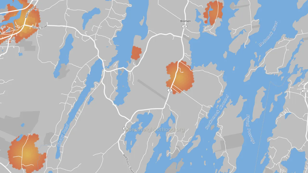 Bike Grade map of 04551, ME