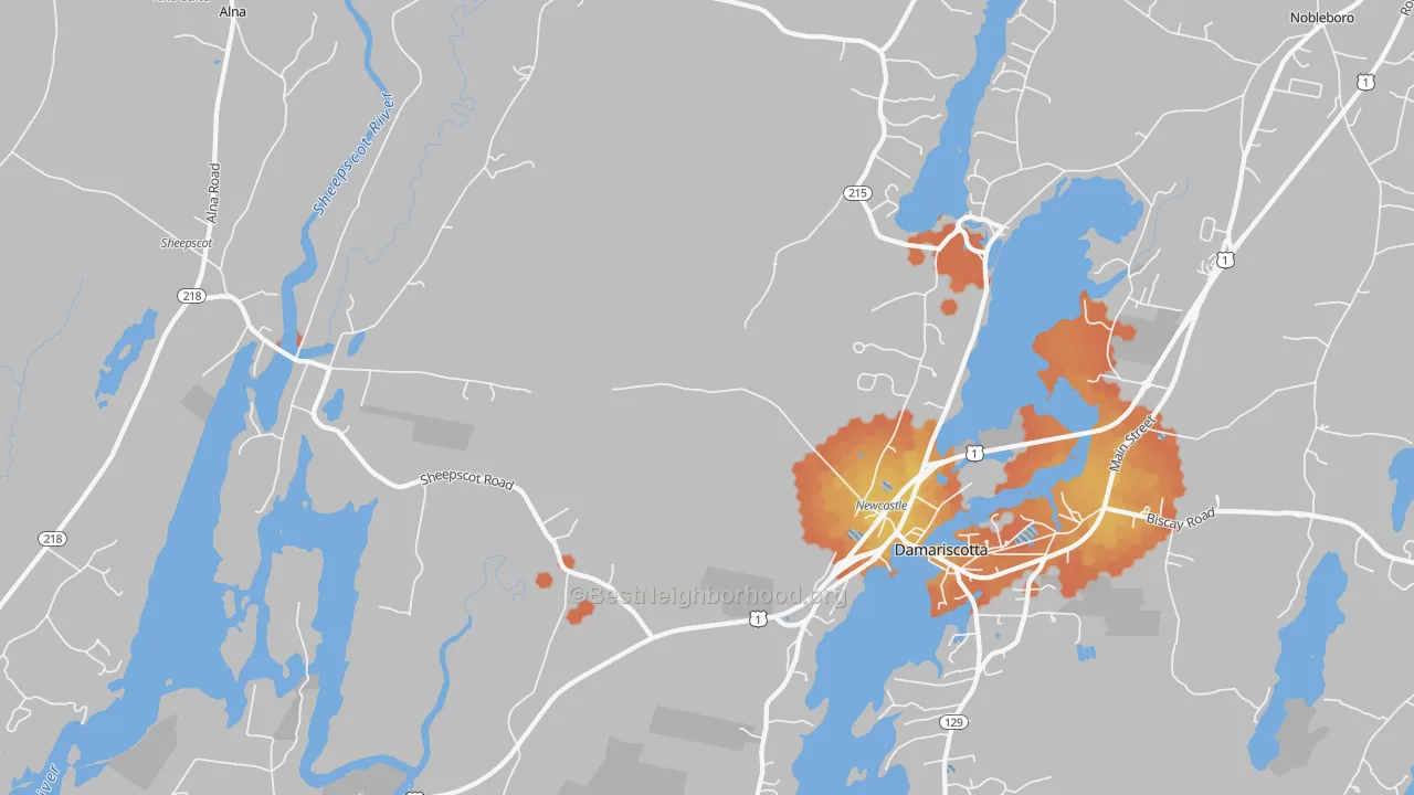 Bike Grade map of 04553, ME