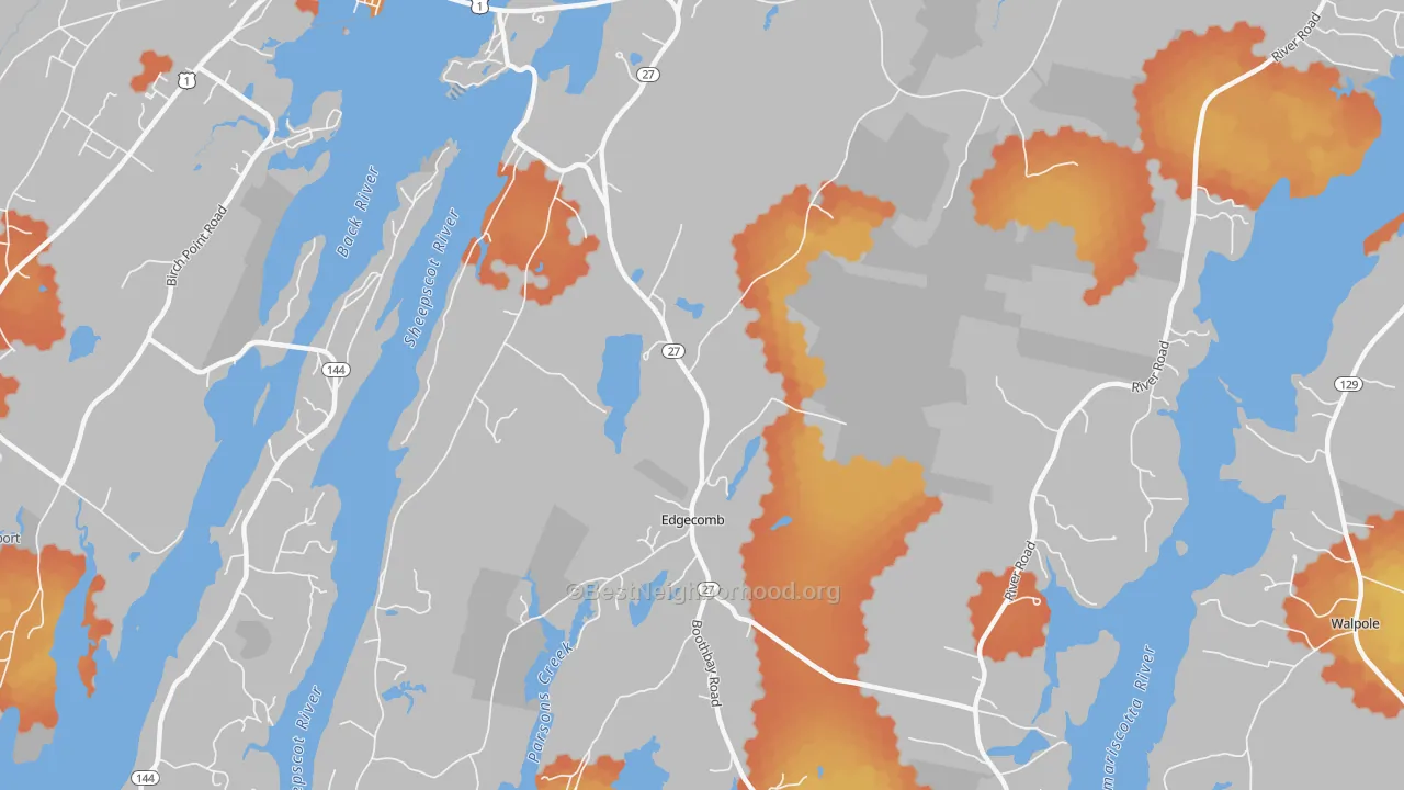 Bike Grade map of 04556, ME