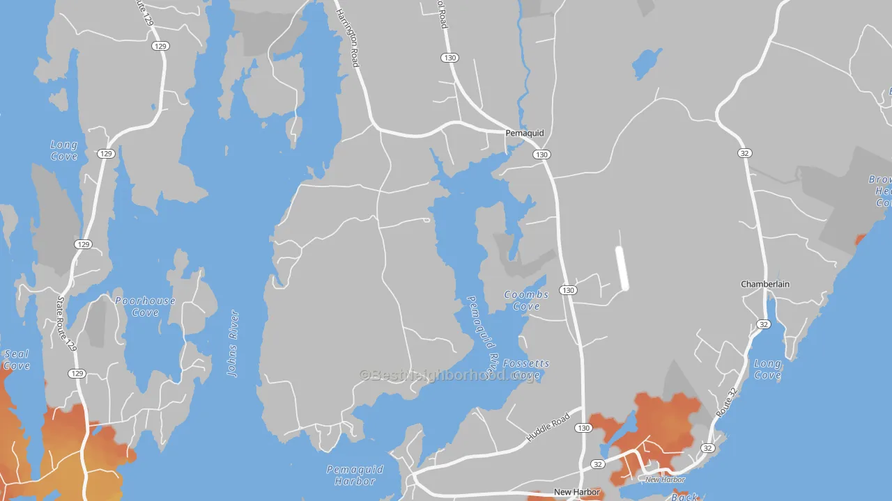 Bike Grade map of 04558, ME
