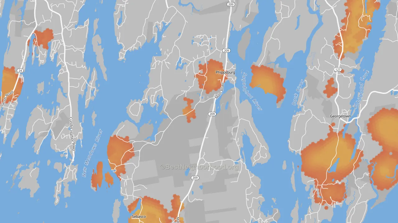Bike Grade map of 04562, ME