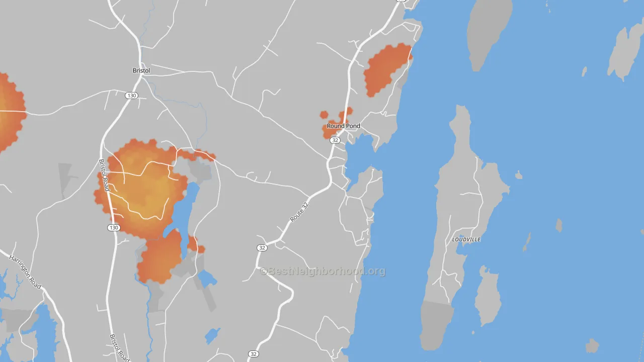 Bike Grade map of 04564, ME