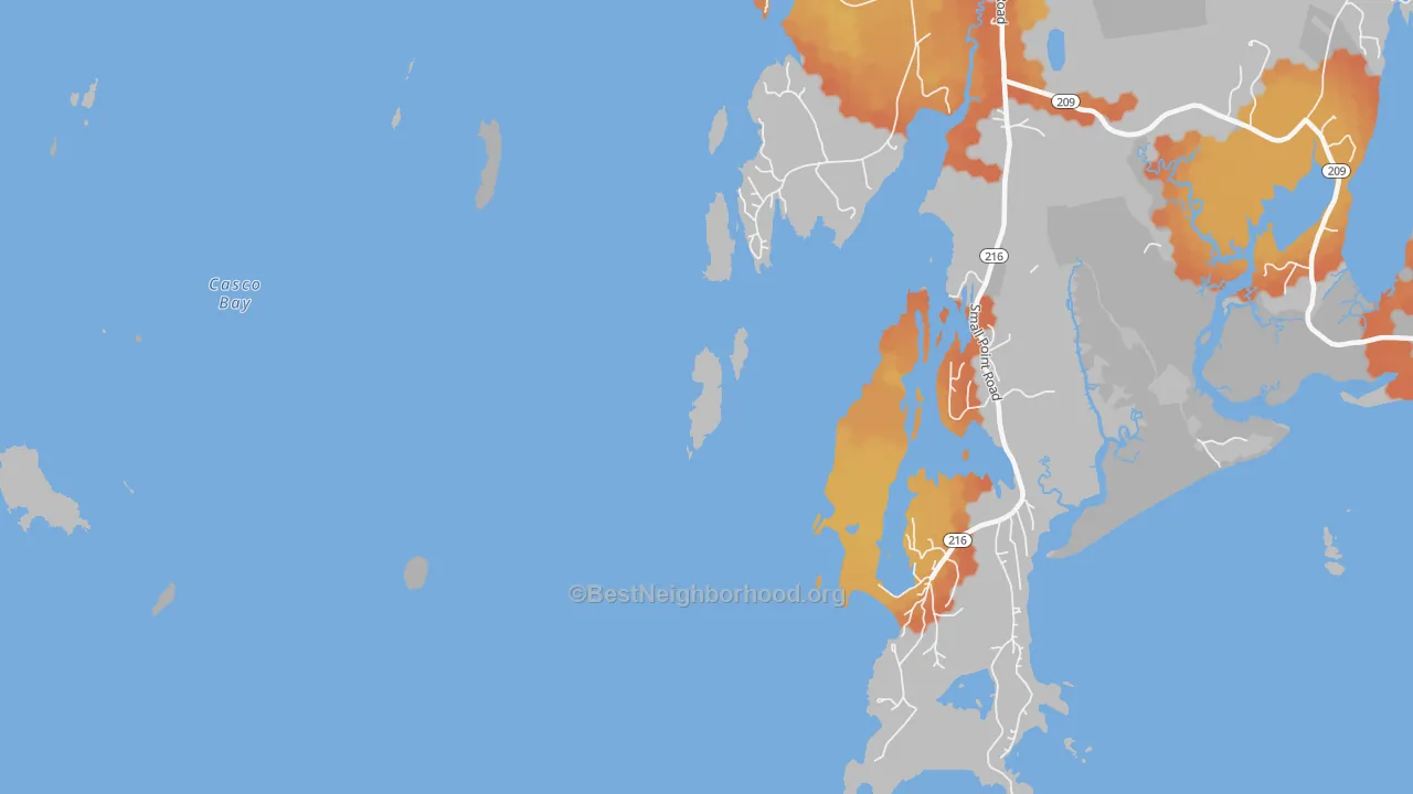 Bike Grade map of 04565, ME