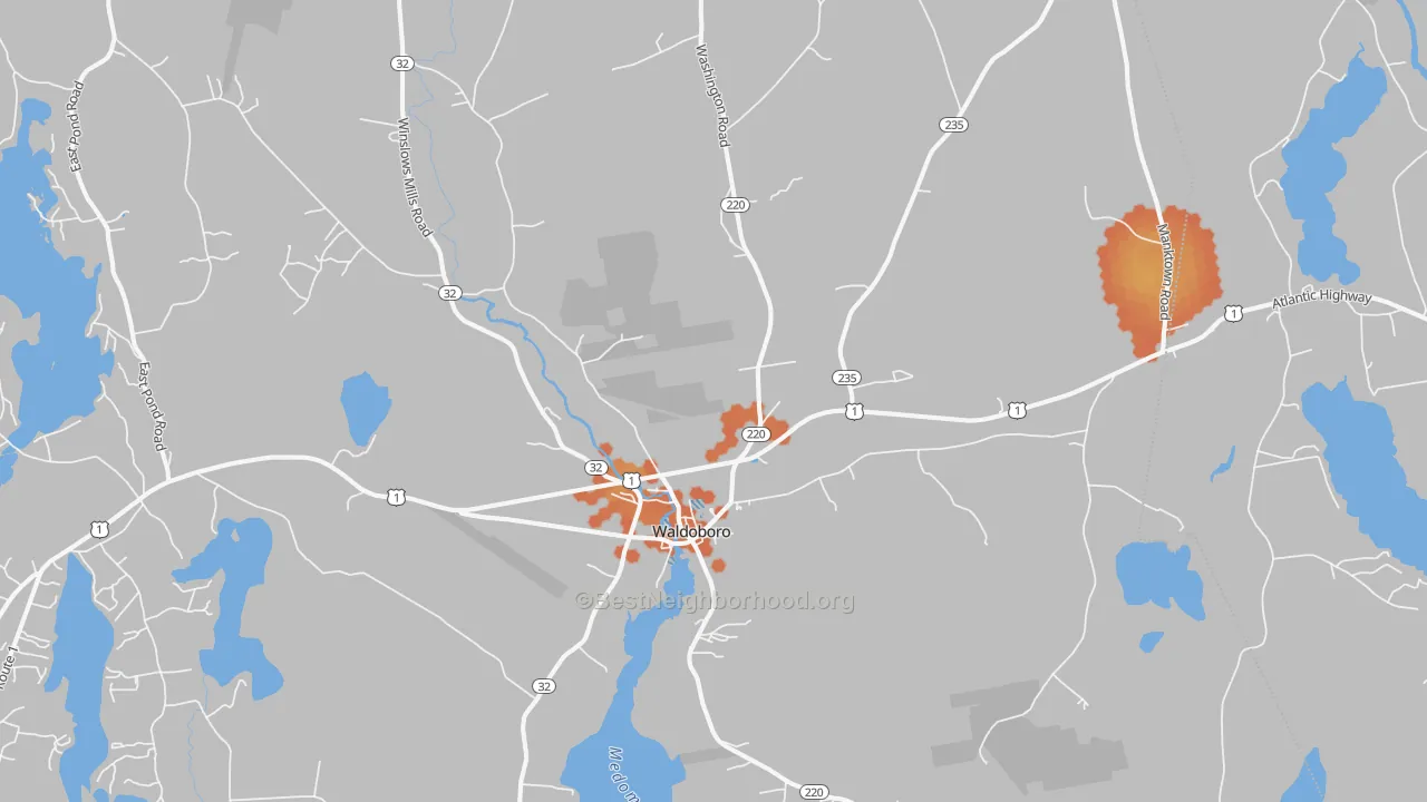 Bike Grade map of 04572, ME