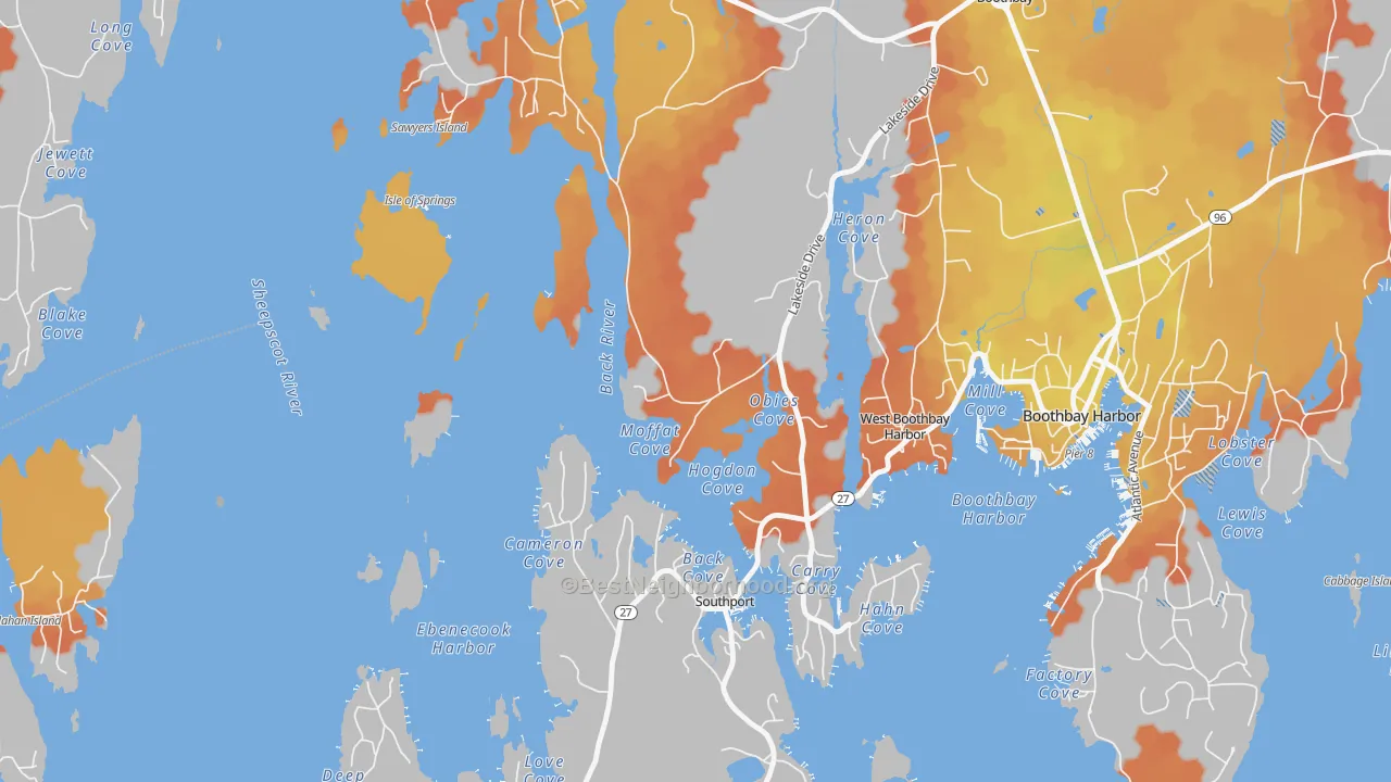 Bike Grade map of 04575, ME
