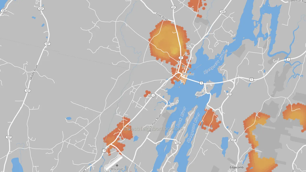 Bike Grade map of 04578, ME