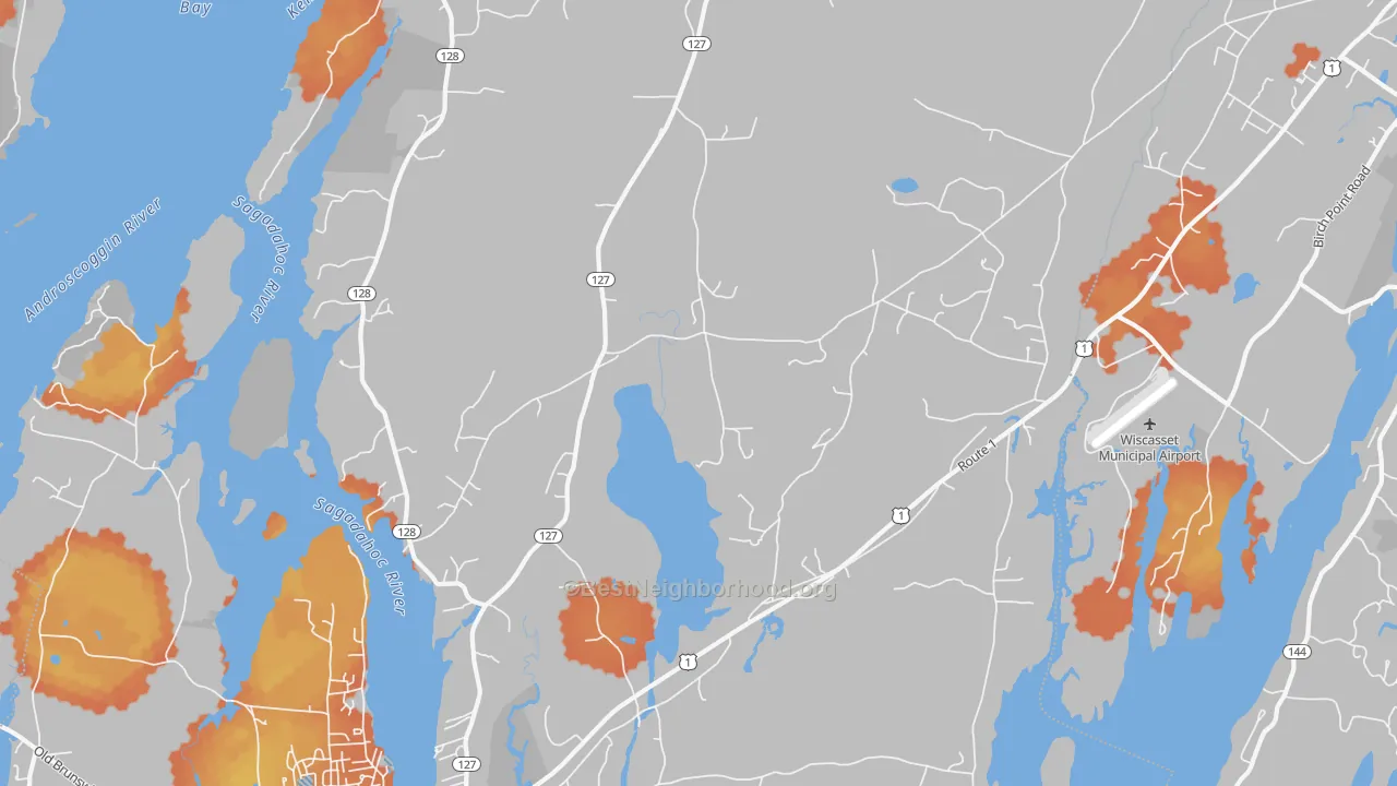 Bike Grade map of 04579, ME