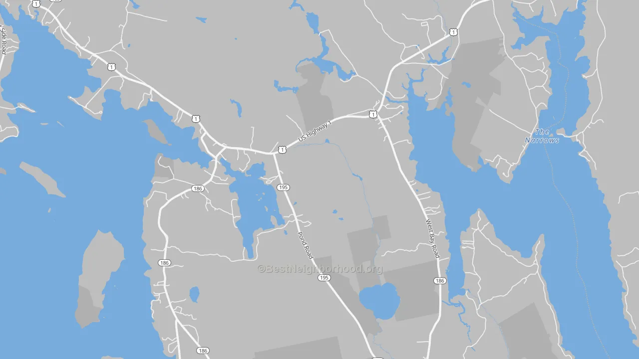 Bike Grade map of 04607, ME