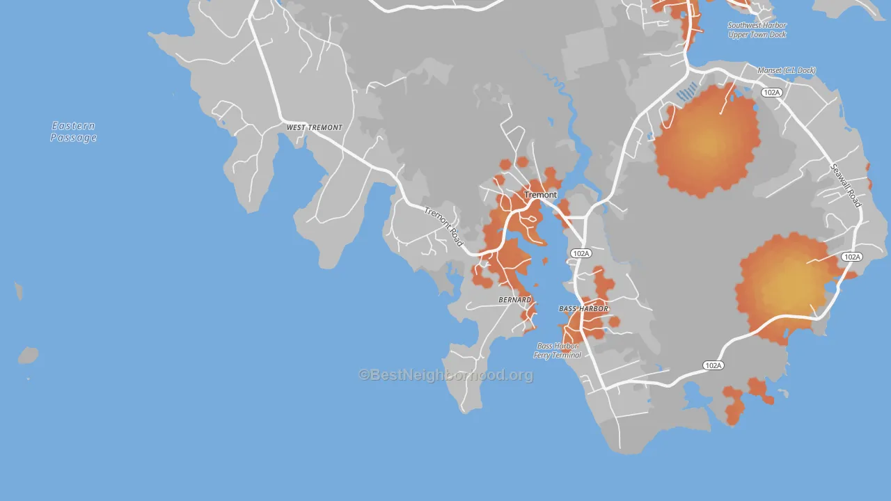 Bike Grade map of 04612, ME