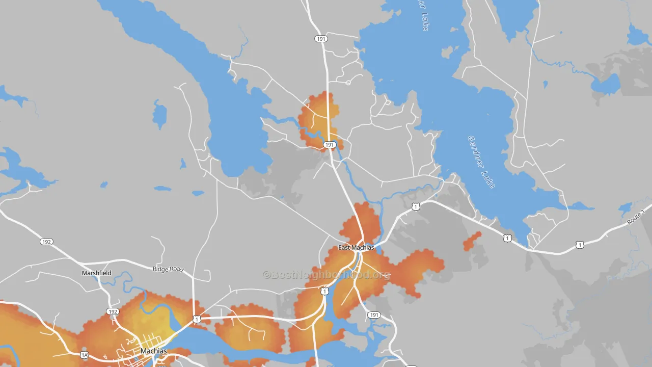 Bike Grade map of 04630, ME